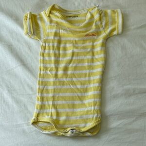 Maison Labiche. Coucou! Striped Yellow and White Bodysuit for babies. 18/24